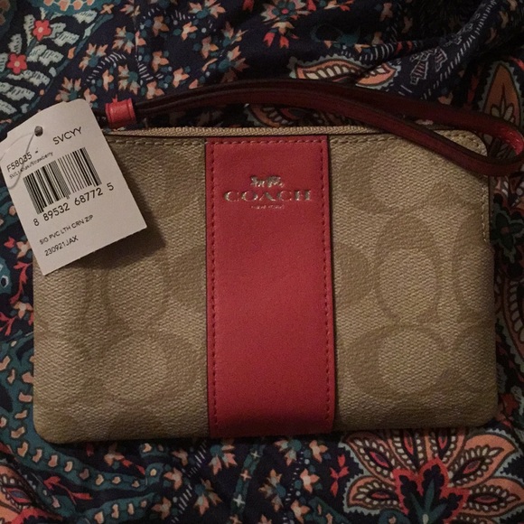 Coach Handbags - Coach tan and pink wallet